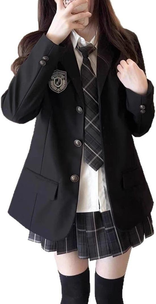 

Косплей Униформа Блейзер JK Юбка для девочек старшей школы Выпускной Одежда Школьная форма для старшеклассников Одежда для поступления Церемония вручения дипломов 2XL чёрный