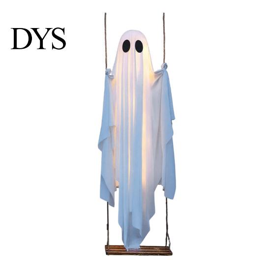 Dekoratives Geister-Schaukel für Herbstpartys Große hängende Halloween-Dekoration mit Fernbedienung und Schnur Weiche Figur Fensterdeko Licht,