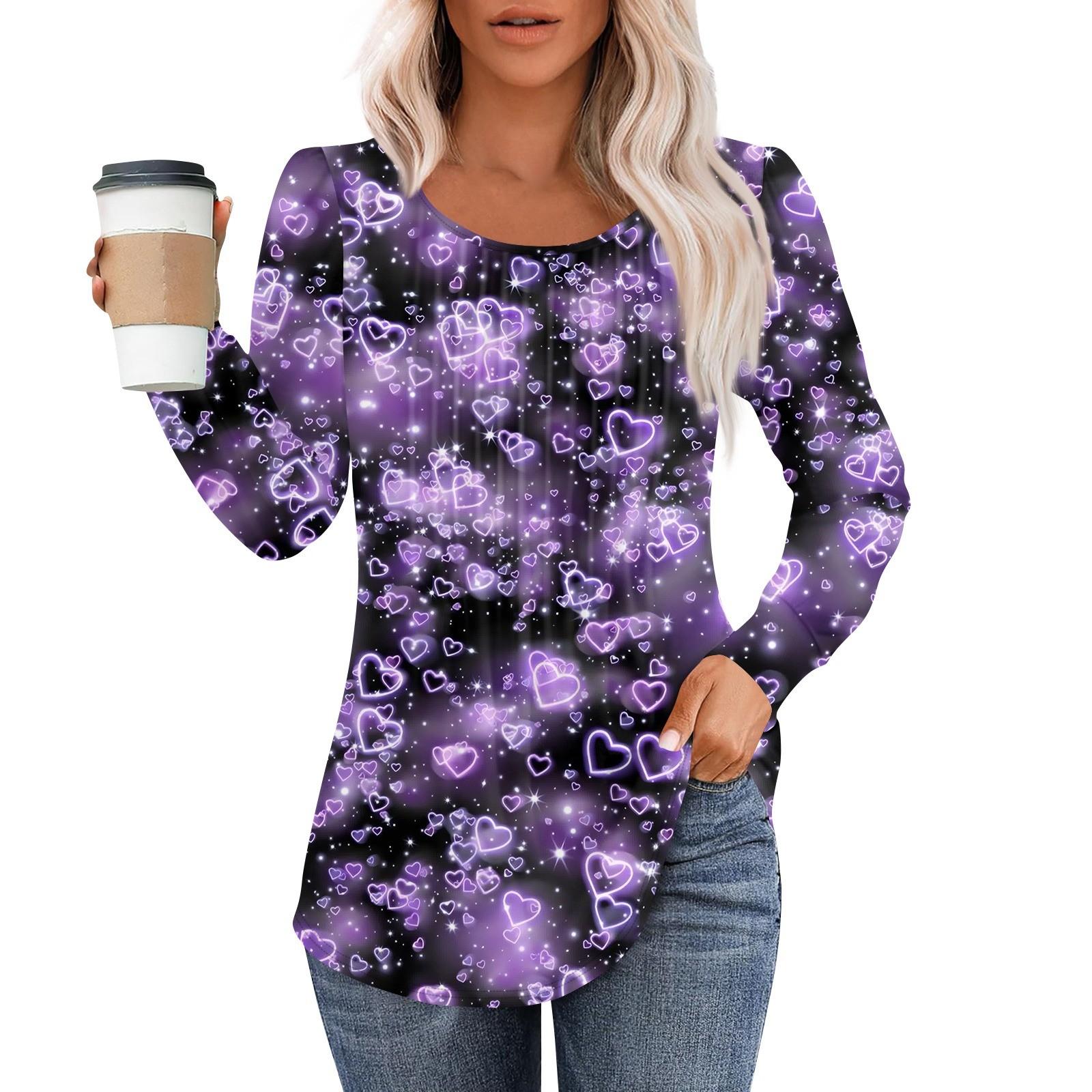 

Рубашки с длинным рукавом для женщин, топы, нарядные повседневные блузки, плиссированные топы-туники с круглым вырезом XXL