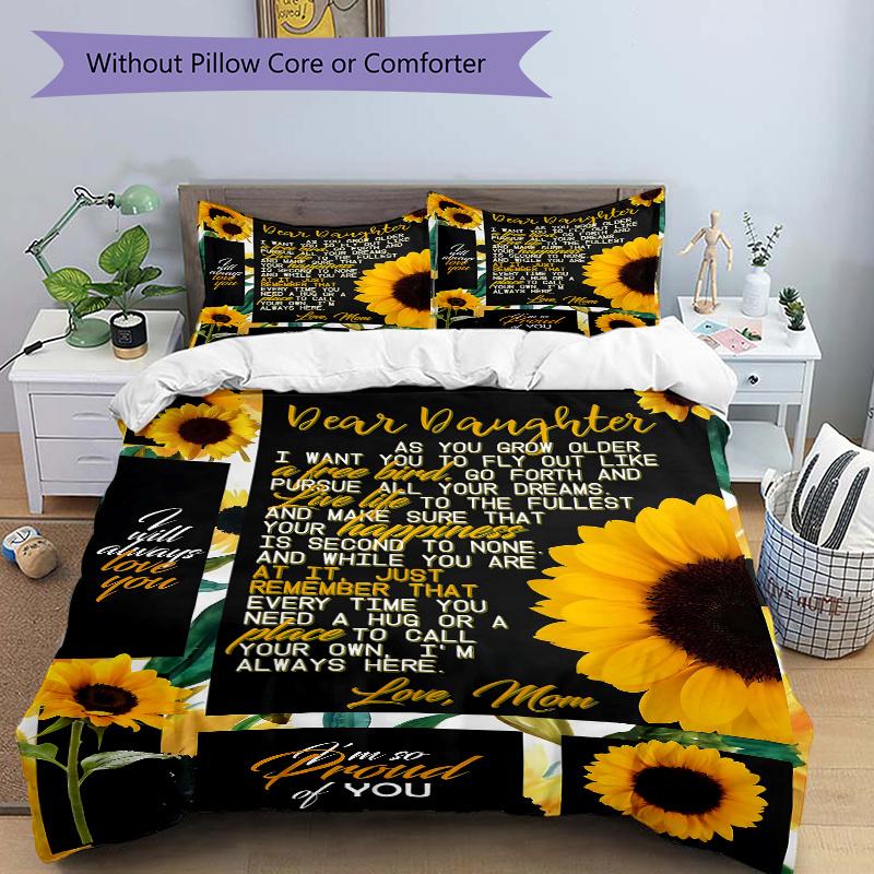 

3pcs Mom s Love Letter Quilt Cover Set - Soft and Cozy Bedroom, Guest Room and Dorm Decorative Bedding 3-Piece Set 1 Quilt Cover + 2 Pillow Shams 135x200cm