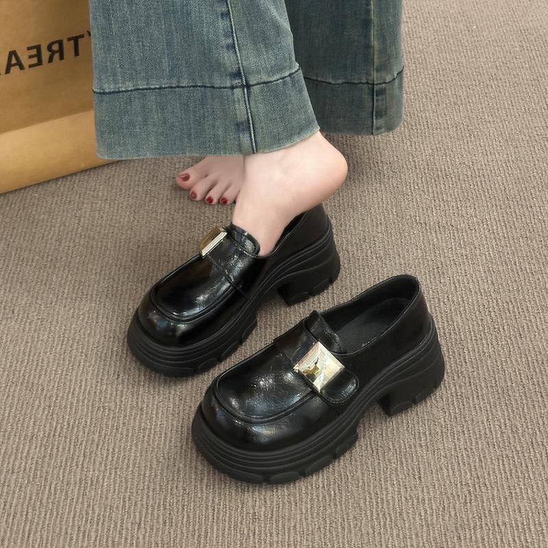 British Style Thick Heel Platform Mary Jane Shoes Velcro Small Leather Shoes JK Uniform Single Shoes 2025 Autumn New Women's Shoes