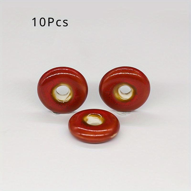 10Pz Perline in ceramica sagomate pezzo piatto rotondo cerchio collana ciondolo fai da te fiore smalto bottone della pace perle di porcellana sfuse