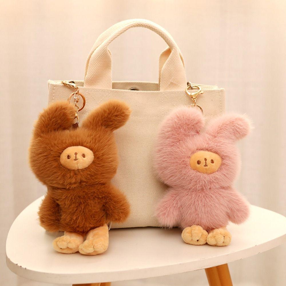 

Bag Pendant Plush Key Ring Lovely Animal Rabbit Key Chain Hanging Car Key Chain Girl коричневый
