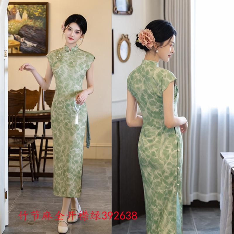 Retro Chinese style long full-open ancient cheongsam spring and summer new fashion young girl new Chinese style