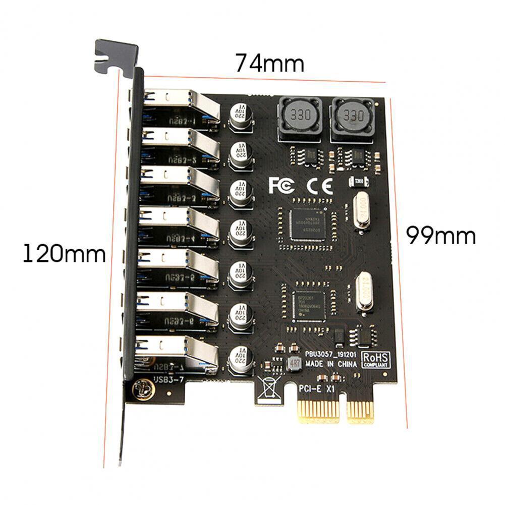 Placă adaptor PCI-E la USB 3.0 cu 7 porturi pentru PC desktop - Nu necesită alimentare externă, Chip NEC