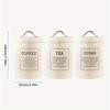 3Pcs Coffee Sugar Container Sets Decor Lid Metal Tea Coffee Sugar Storage Jars Canister Pot Kitchen Container