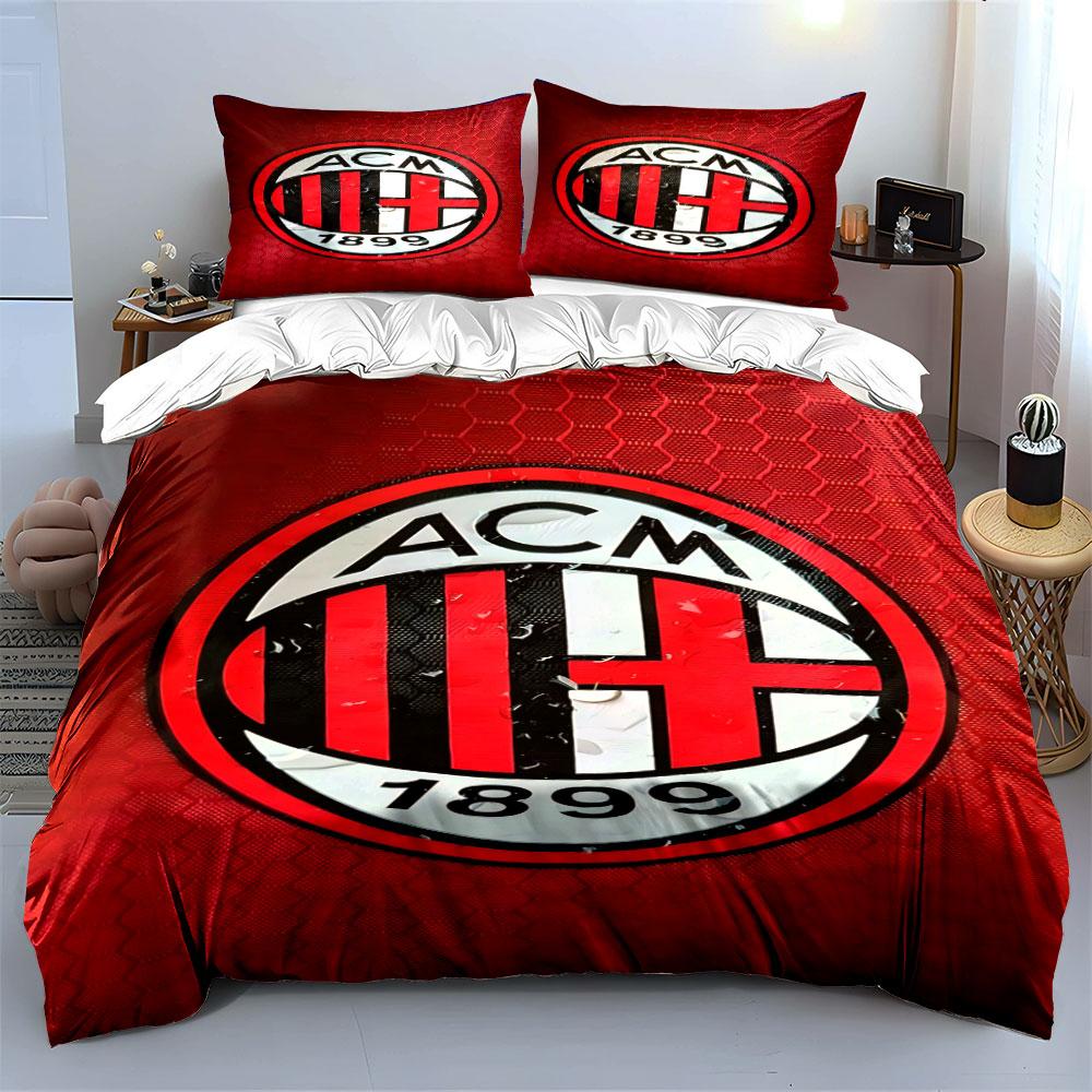 Motivo logo AC Milan. Set lenzuola Set copripiumino Copripiumini Federe(1*Copripiumino 2*Federe senza imbottitura piumone)