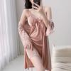 Pure desire wind golden velvet pajamas women's autumn and winter sexy suspender nightgown nightgown loungewear set with chest pad