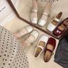 Square Head Mary Jane Shoes Women's Summer New Spring Shallow Mouth Soft Sole Small Leather Shoes Low Heel Flat Sole Single Shoes Women