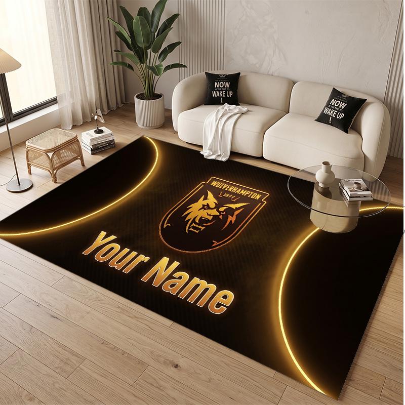 Personalized Crystal Velvet Carpet Wolverhampton Wanderers Football Pattern Non Slip Floor Rug