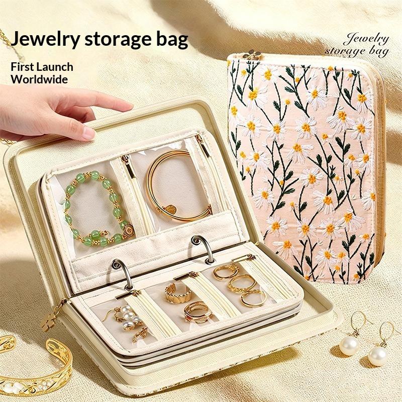 Transparent Jewelry Storage Book with Zipper Clear Pockets Thickened PVC Jewelry Holder Prevents Jewelry from Tangling Damage