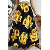 Gonna Lunga da Donna con Stampa Floreale Ditsy Rossa e Bianca, Stagione Unica, Vita Elastica Boho, Mezza Gonna Svasata