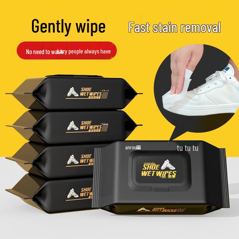 Disposable White Sneaker Cleaner Wipes - No-Rinse Stain Remover Portable Pack