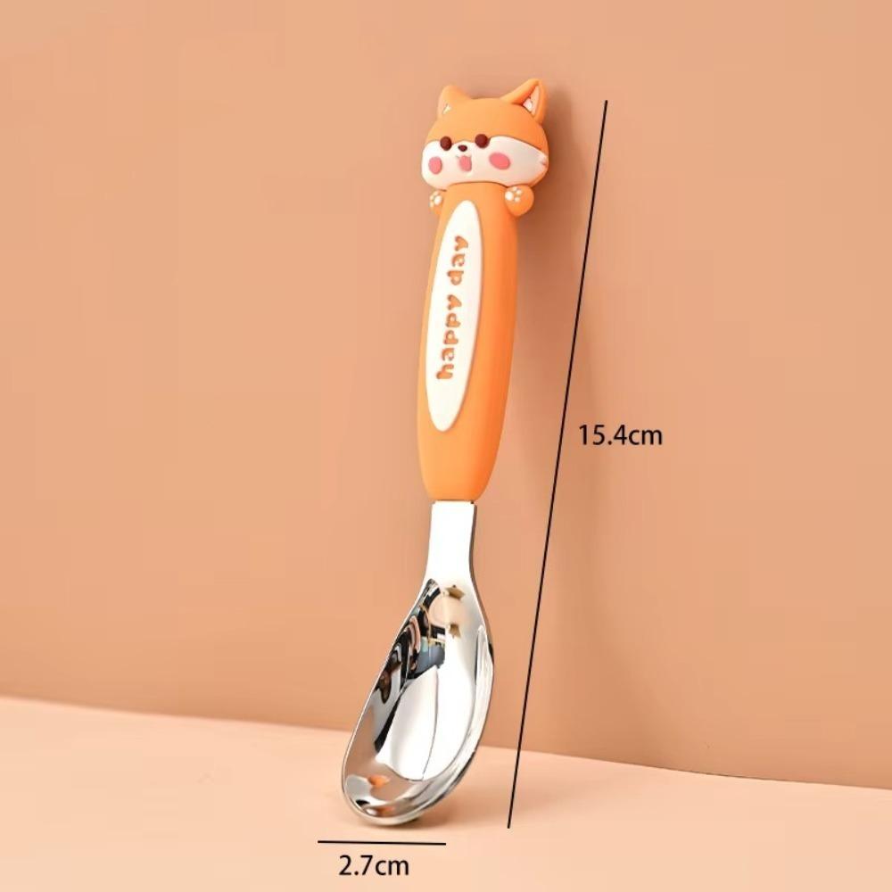 Stainless Steel Baby Feeding Spoon 3D Animal Meals Dessert Fruit Spoon Rice Spoon  Food Accessories