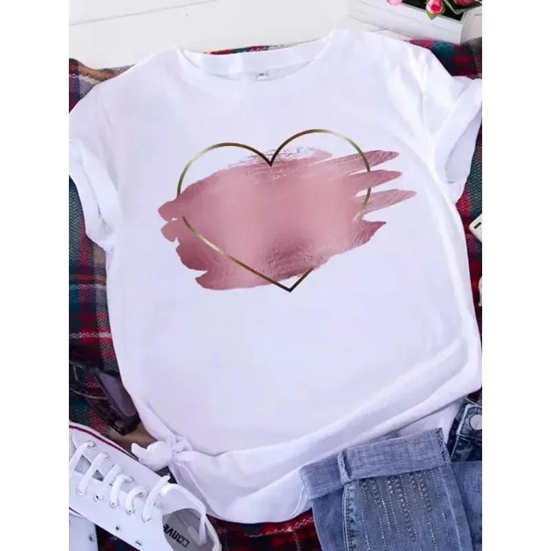 

Summer White Tshirt Women Short Sleeve Round Neck Casual Top Fashionable Printed Soft Comfortable Womens Clothing S