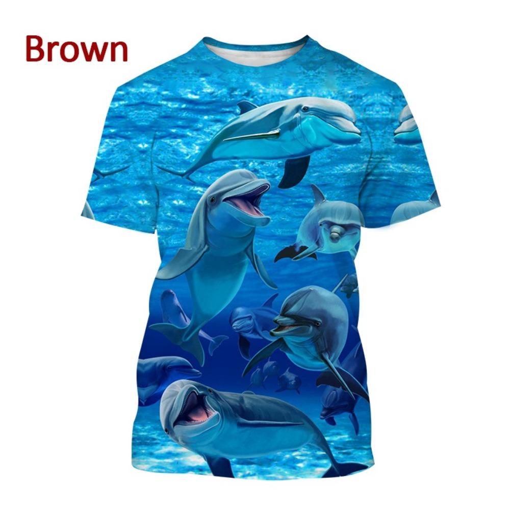 Nové tričko s 3D potiskem delfína Módní duhové kreslené tričko s delfínem Pánské/Dámské Hip Hop Harajuku