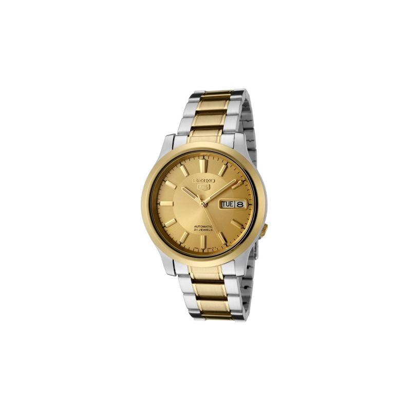 

SEIKO 30 meters waterproof mechanical movement Steel Strap men s watch gold dial SNK792K1