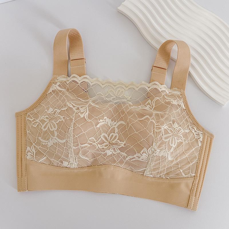BH in Übergröße für Damen Dünn Anti-Hängeeffekt Engfrei Atmungsaktiv und Sexy Spitzenunterwäsche Push-up-BH