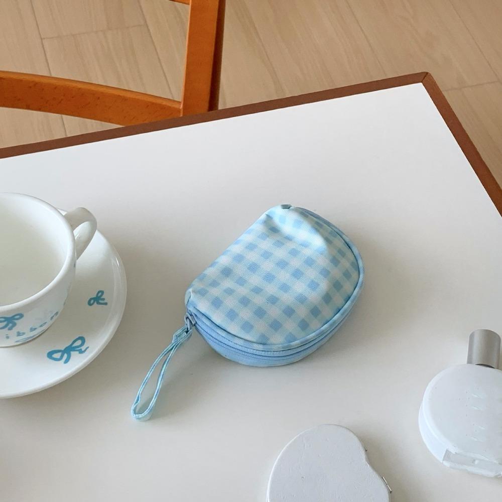 

Oxford Cloth Blue Plaid Makeup Bag Multifunctional Large Capacity Toiletry Organizer Bag Waterproof Travel Storage Bag Business