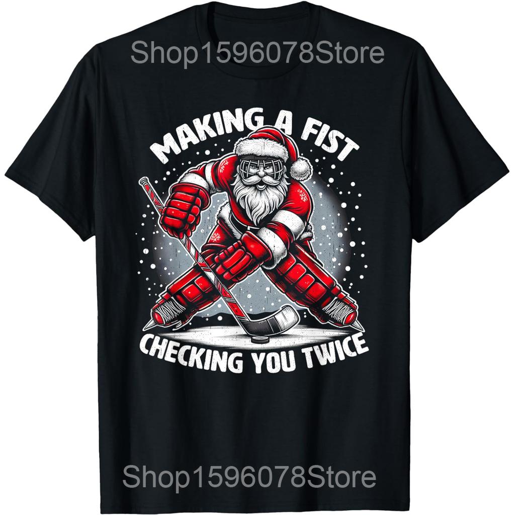 The Season Hockey Coffee Xmas Tree Ice Hockey Christmas T Shirts Humor Streetwear Tee Shirt Short Sleeve Unisex Loose Clothing