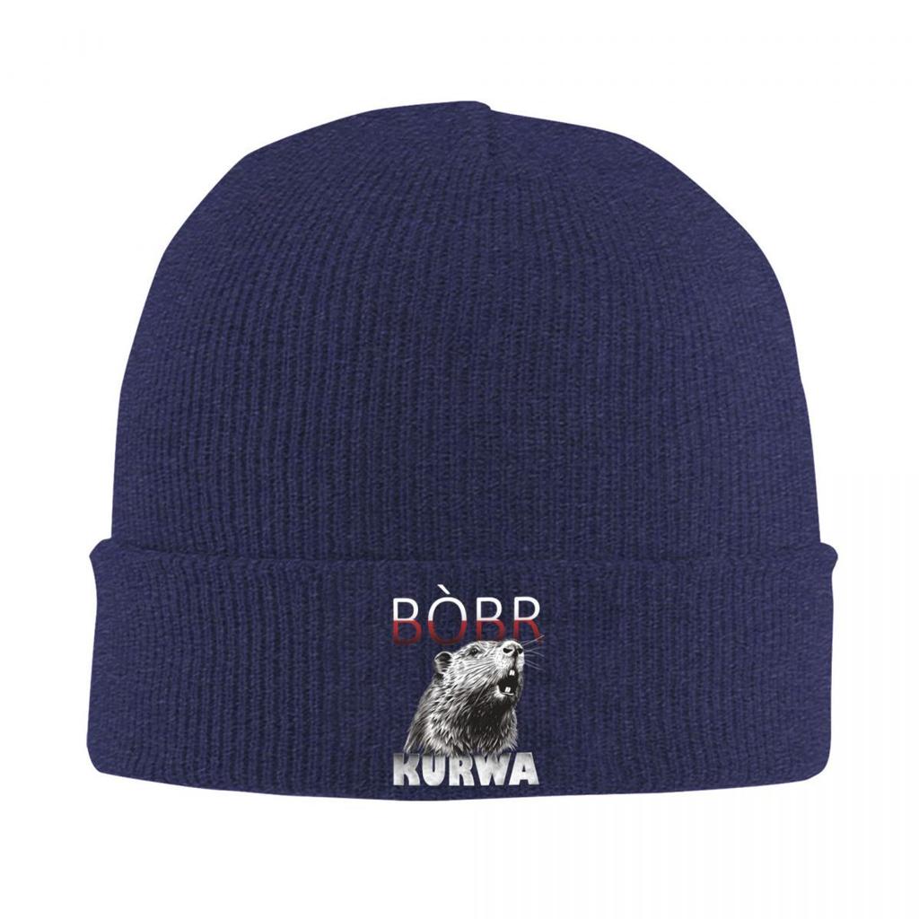 Polish Beaver Meme Bobr Bober Kurwa Knitted Caps Women's Men's Skullies Beanies Autumn Winter Hats Acrylic Warm Cap