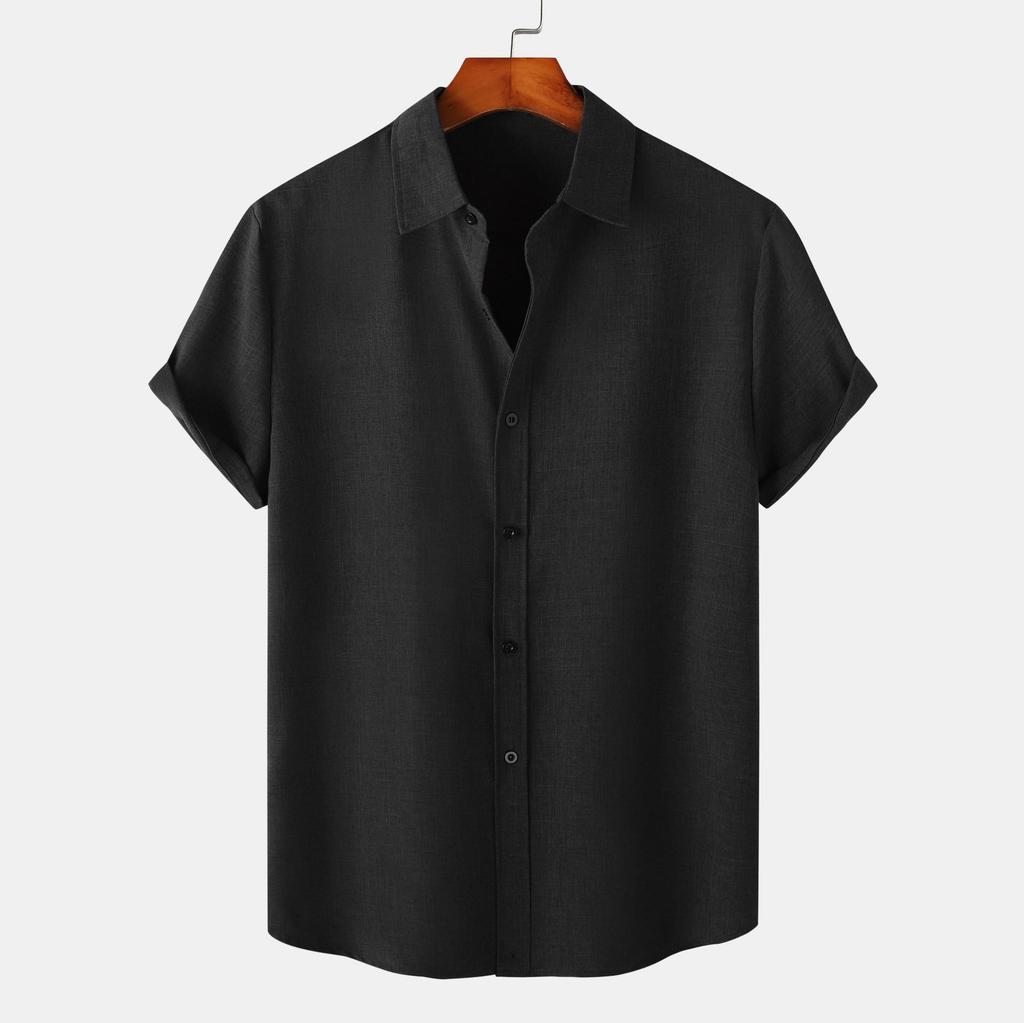 Men's Clothing, Summer New Men's Solid Color Short-sleeved Casual Shirt Slim-fit Shirt TC