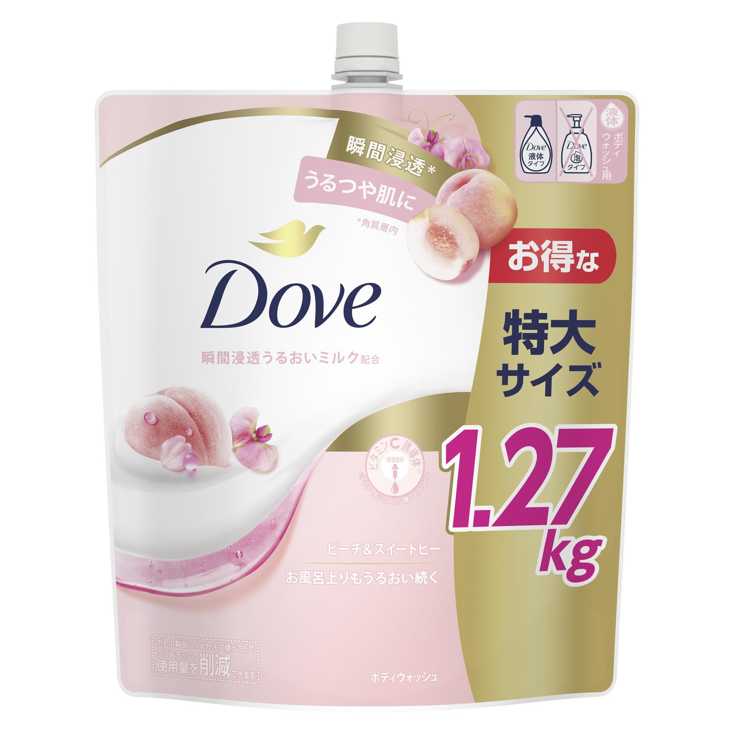 

Dove Body Soap Peach Sweet Pea Refill Large Capacity 1270g [Large Capacity] & (Body Wash) рожевий