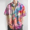 Eye-Catching Fire Electric Guitar Music Elements And Street Scenes3D Printing Short Sleeve Shirts For Men Fashion Hawaiian Shirt
