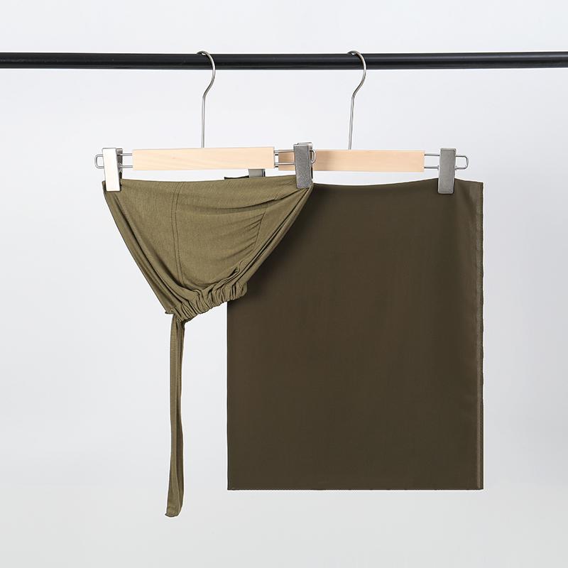 2Pcs Chiffon Hijab With Matching Undercap Set Women Plain Shawl Jersey Inner Modal Caps Muslim Headband Two-Piece Scarf Set