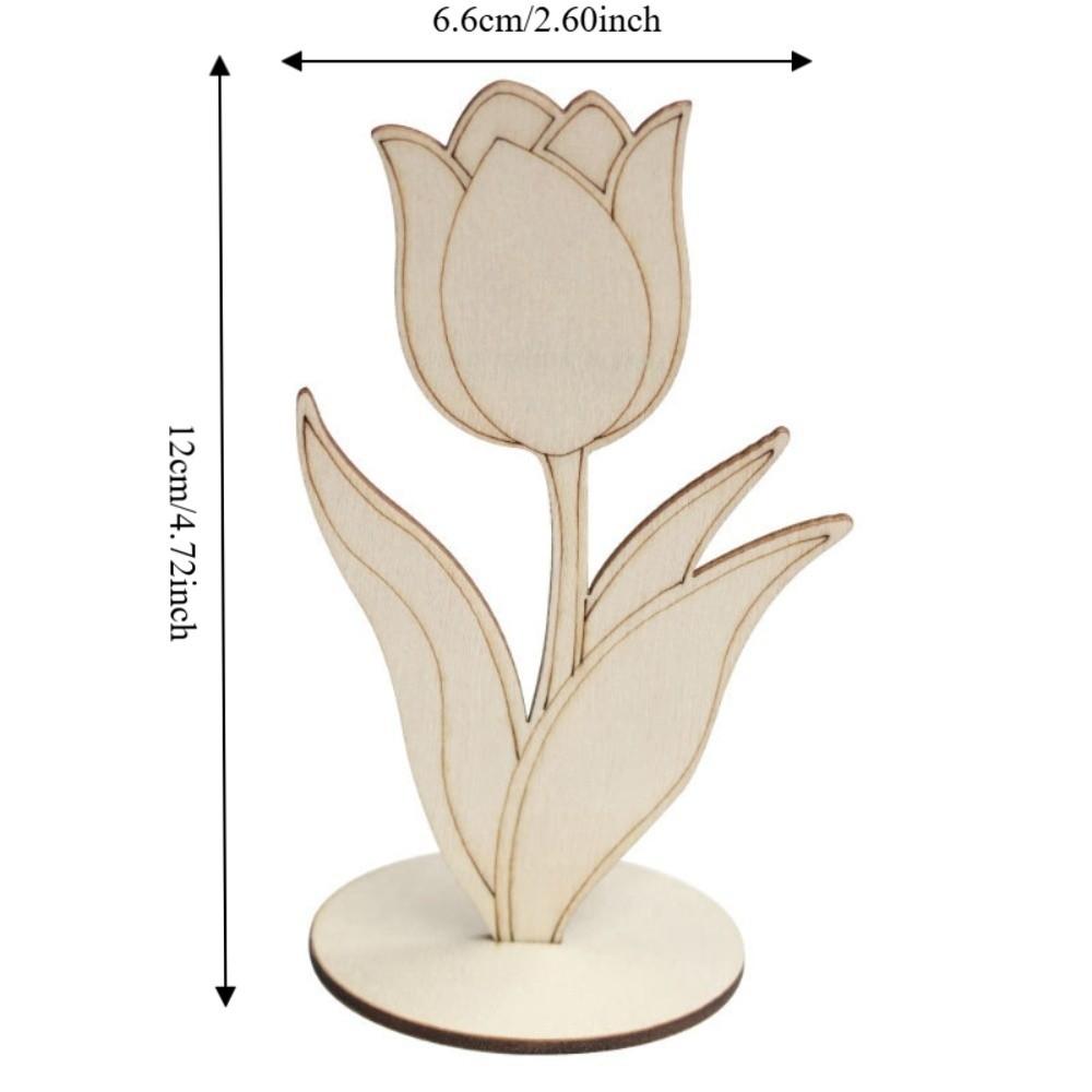 10 Stück DIY Holzblumen-Ornament Lustige Dekoration Tulpenmalerei Bastelarbeiten Kreative Eltern-Kind-Interaktion Muttertagsgeschenke