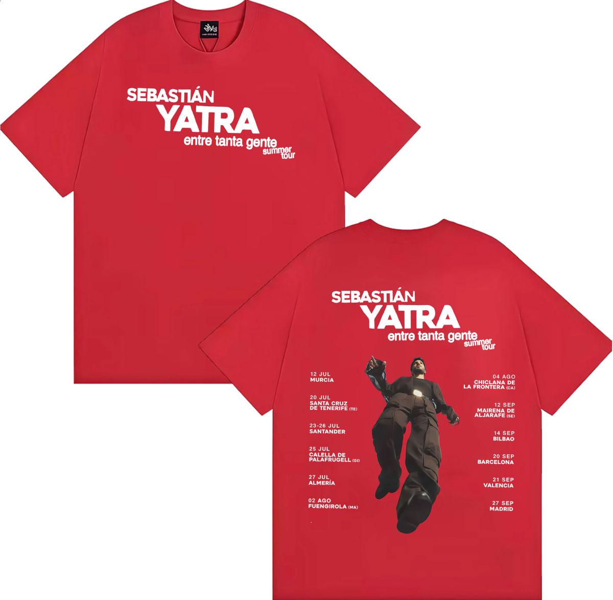 Sebastian Yatra Entre Tanta Gente Tour 2026 T-shirts Men Women Vintage High Street T Shirt 100% Cotton Summer Crewneck Tee Shirt S