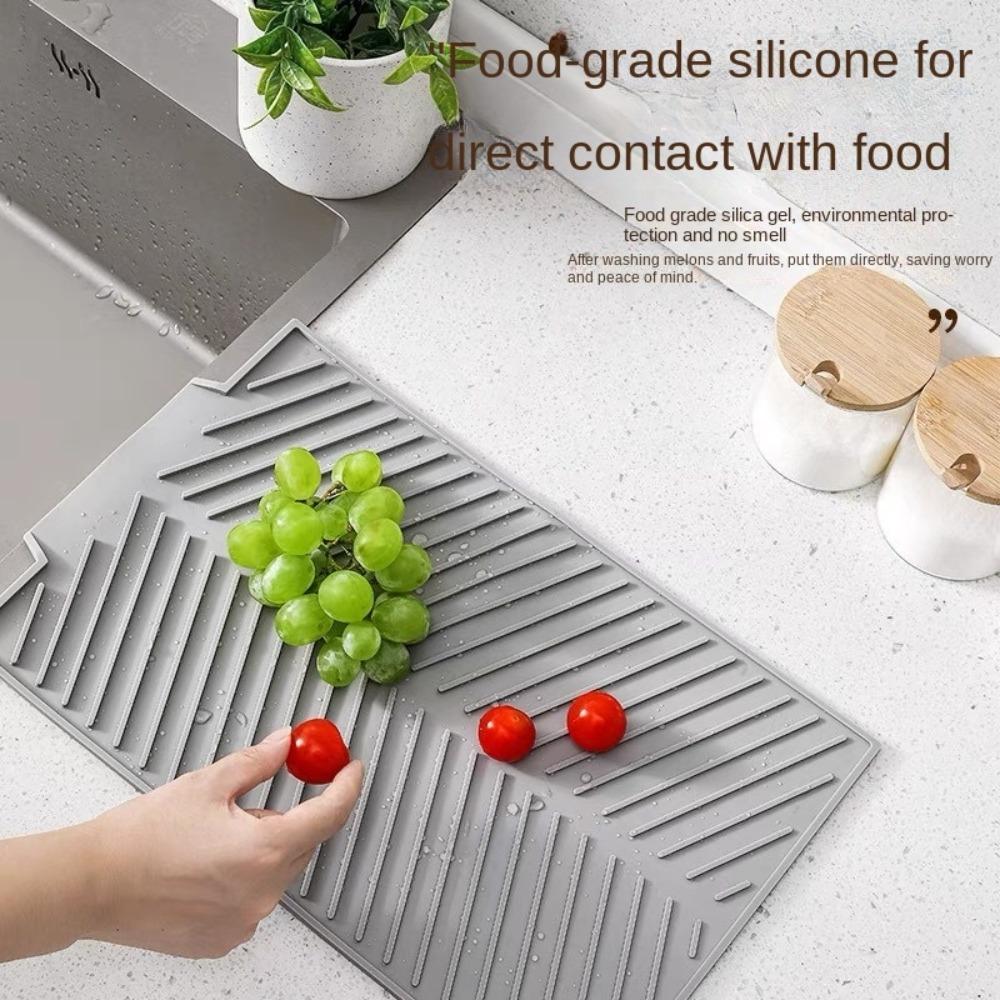 Non-slip Dish Drying Pad Foldable Placemat Silicone Draining Board Mat  for Kitchen Pot Cup