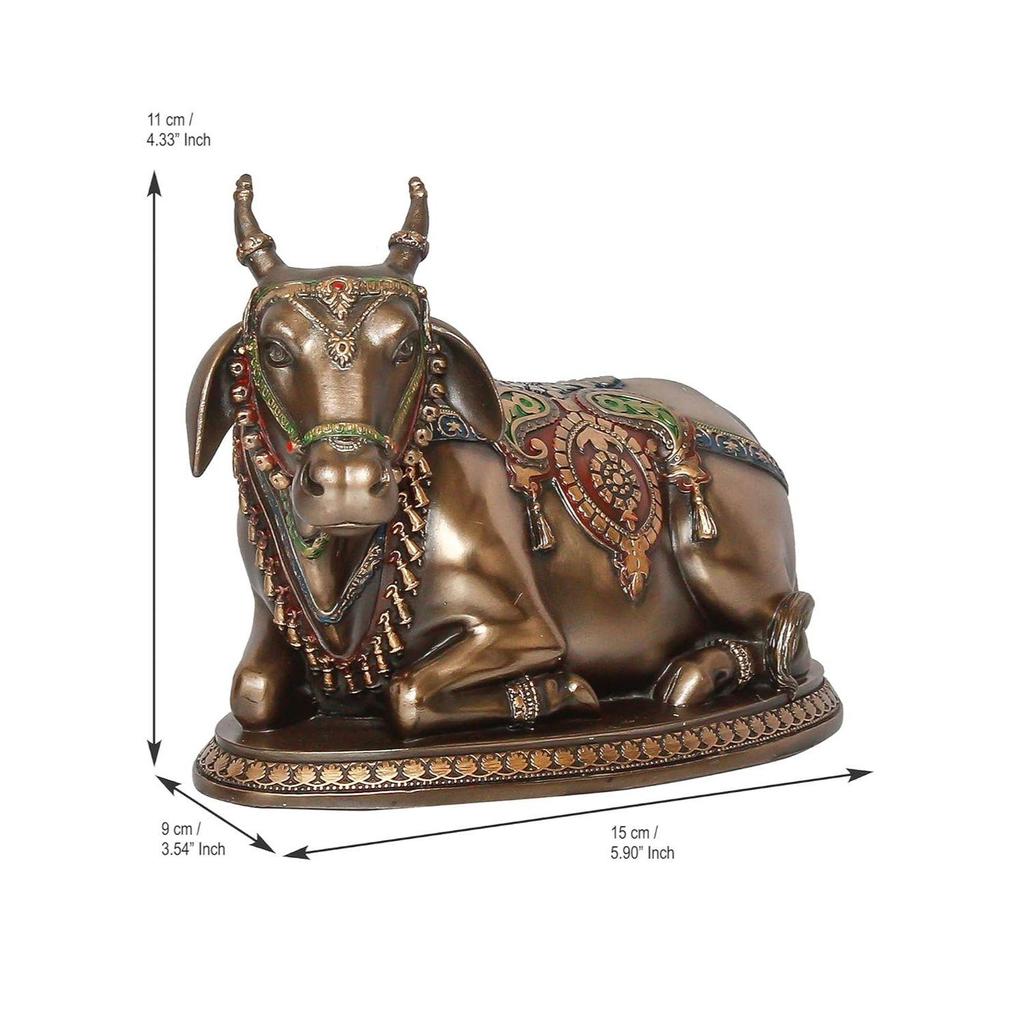 Handgefertigte Nandi-Statue aus Polyresin und Bronze, Tierfigur für Zuhause, Büro, spirituelle Räume für Hindu-Anhänger