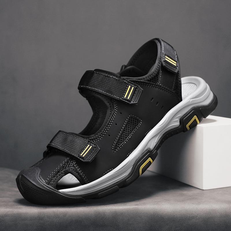 Pánské letní boty z pravé kůže, nové velké velikosti, pánské sandály, módní venkovní, plážové boty s protisrážkovou špičkou, rychleschnoucí, Roma boty