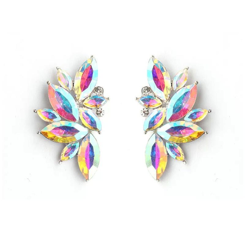European American Fashion Rhinestone Wing Earrings - Trendy and Exaggerated Crystal Accessories for Women