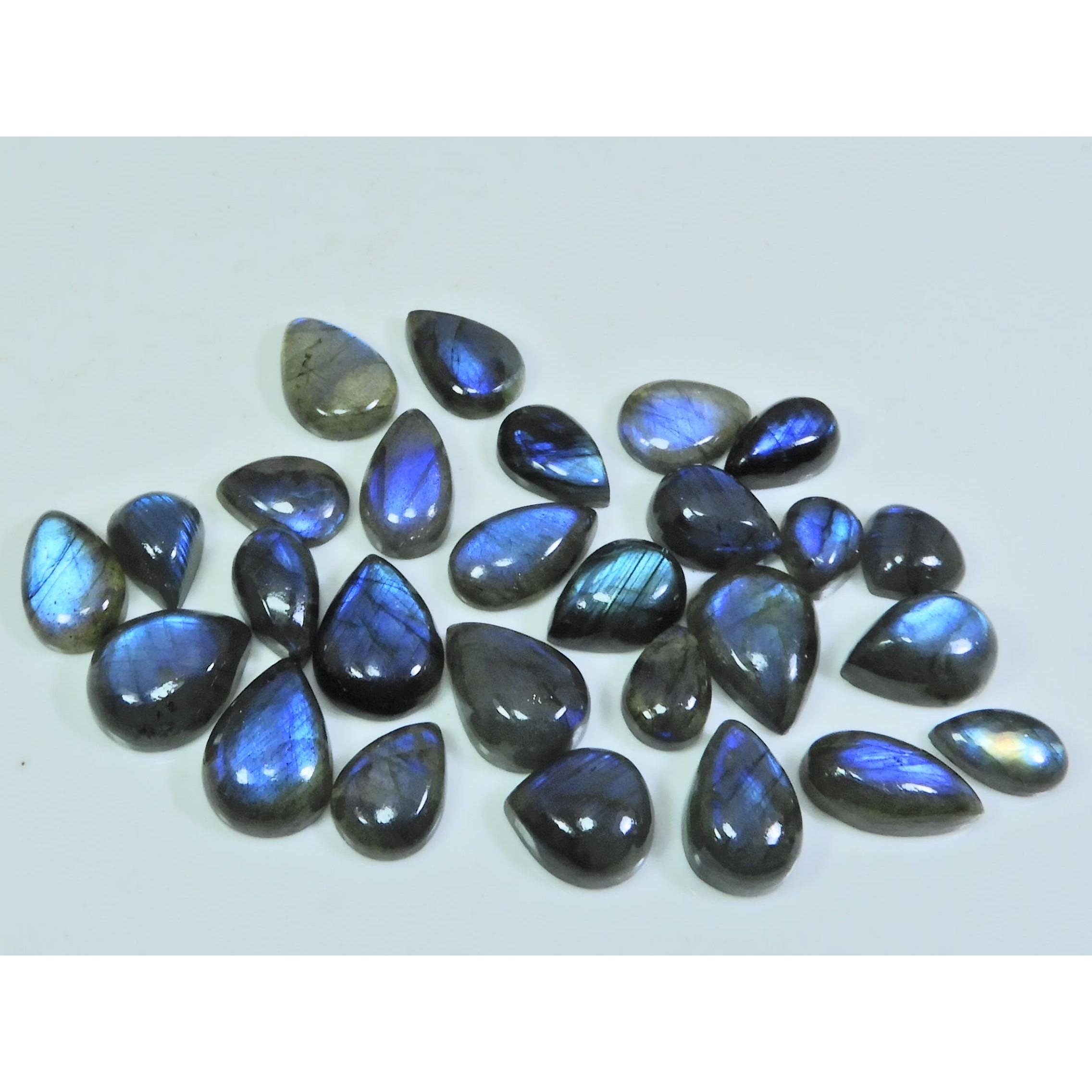 

7X9-12X15MM Natural Blue Labradorite Pear Cabochon Loose Gemstone 27Pcs Lot SY-329
