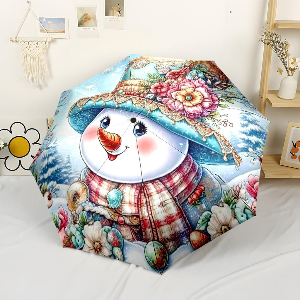 Floral Harmony A Circular Arrangement Of Vibrant Flowers And Birds Automatic Umbrella With Folding Feature Compact 8Rib Design Compact Design Travel