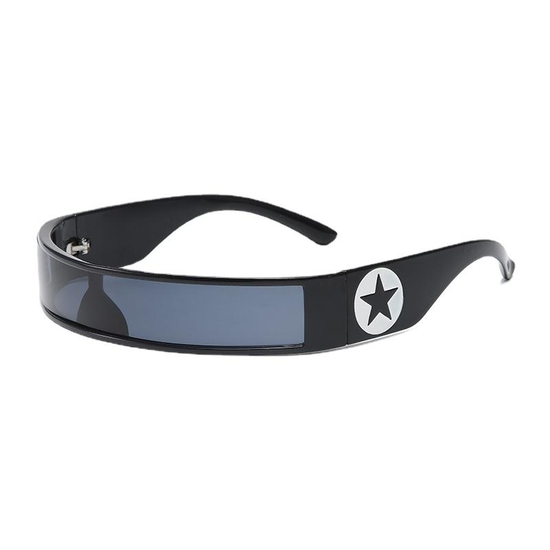 

New Futuristic Narrow Cyclops Visor Sunglasses Laser Eyeglasses UV400 Personality Eyewear Men Luxurious Brand Sun Glasses As shown in the figu