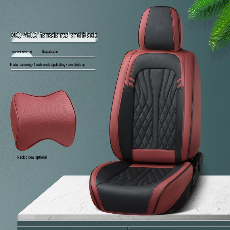 All-Season Nappa Leather Car Seat Cushion - Breathable, Perforated Universal Cover