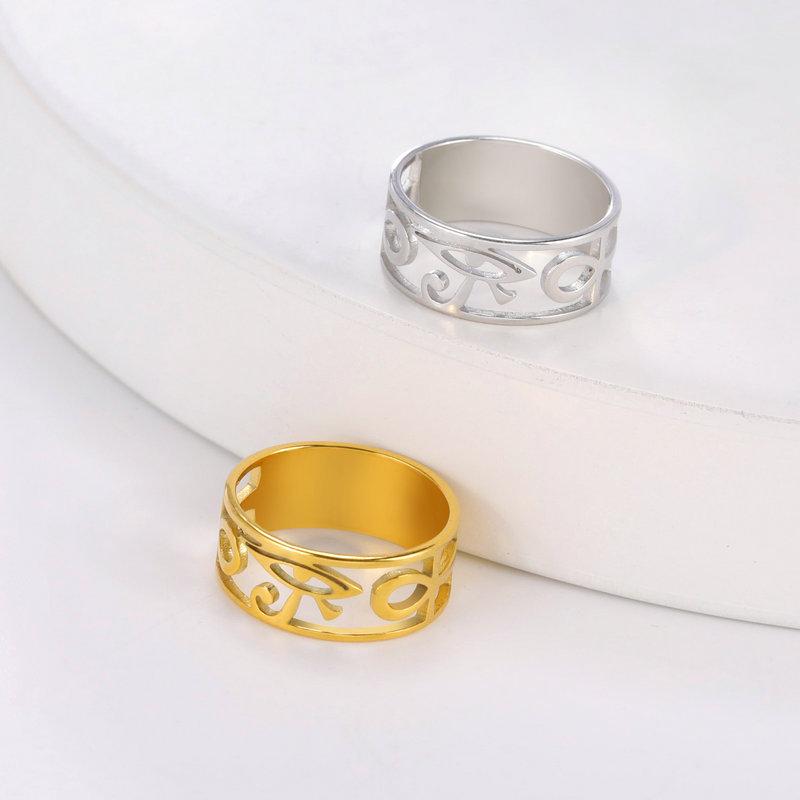 Men's Fashion Hollow Eye Design Large Size Ring Non Fading Symbol Band Statement Jewelry