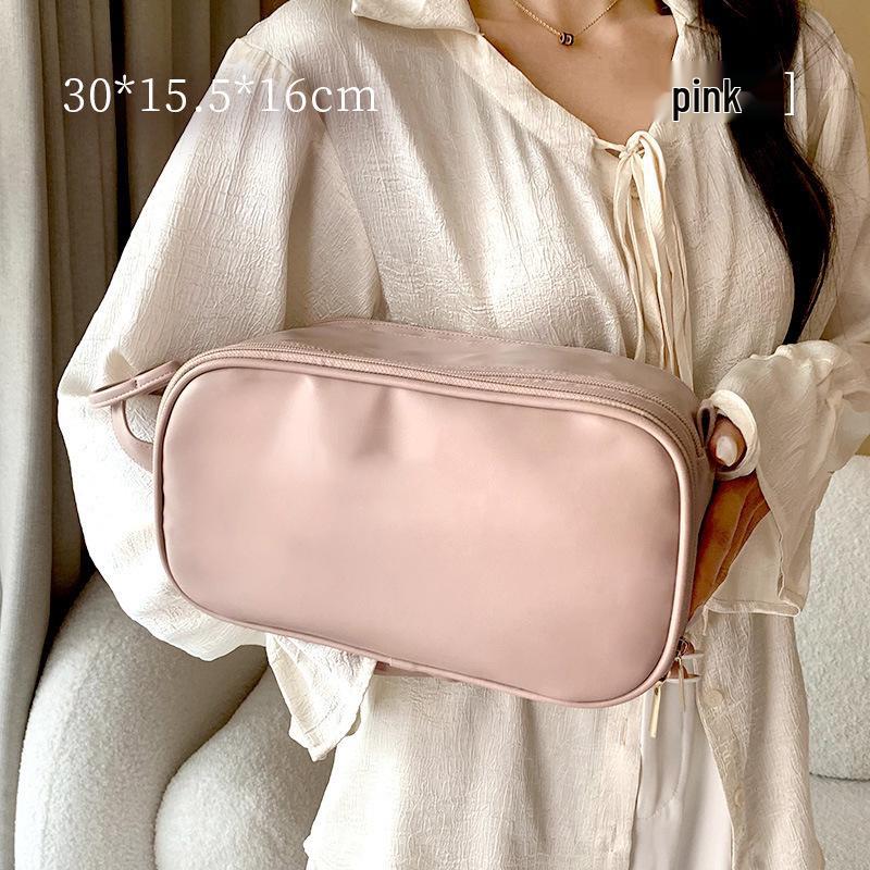 Double Zipper Travel Makeup Bag: Large-Capacity, Portable Cosmetic Organizer