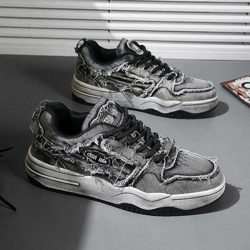 

Retro Denim Unisex Casual Shoes Fashionable Cool Warm Running Shoes Men s Women s Non Slip Classic Punk Hip-hop Outdoor Sports 44 чёрный