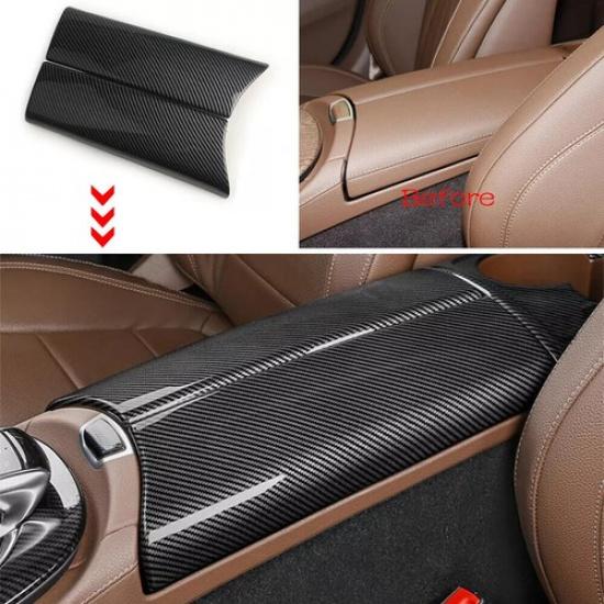 ABS Carbon Fiber Car Center Armrest Box Cover For Benz C W205 GLC X253 2015-