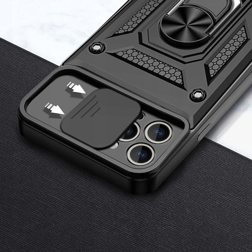 Case for iPhone 16 Pro Max ARMOR SLIDE RING REINFORCED BACK + 9H GLASS