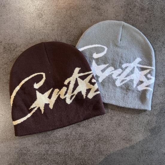 Winter Knitting Hat Letter Print Windproof Warm Hat Soft Elastic Design Brimless Autumn Winter Hat Outdoor Wear
