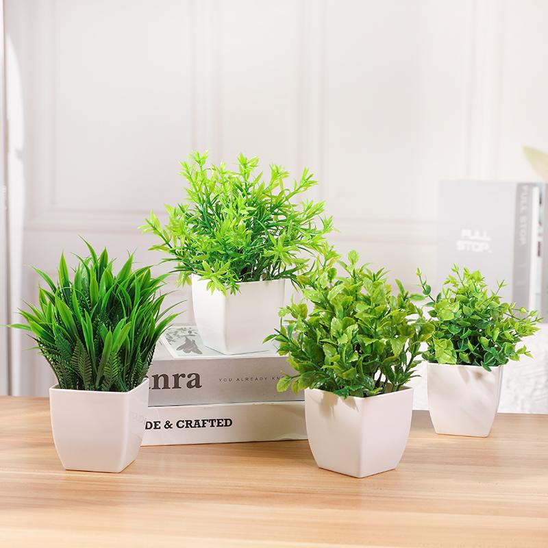 1Set Artificial Green Bonsai Eucalyptus Flower Potted Plant for Home Garden Table Decoration Indoor Bedroom Office Fake Plant