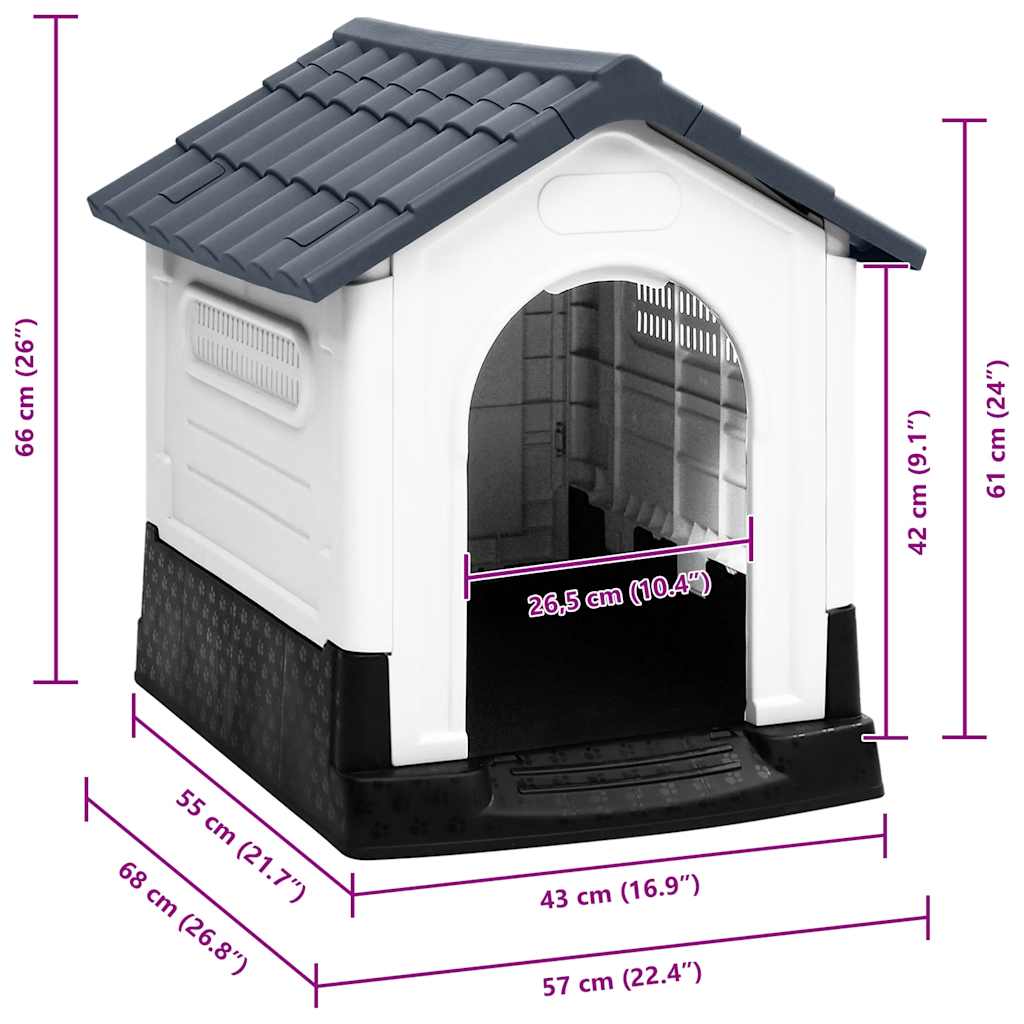 Dog House Gray 57 x 68 x 66 cm Polypropylene