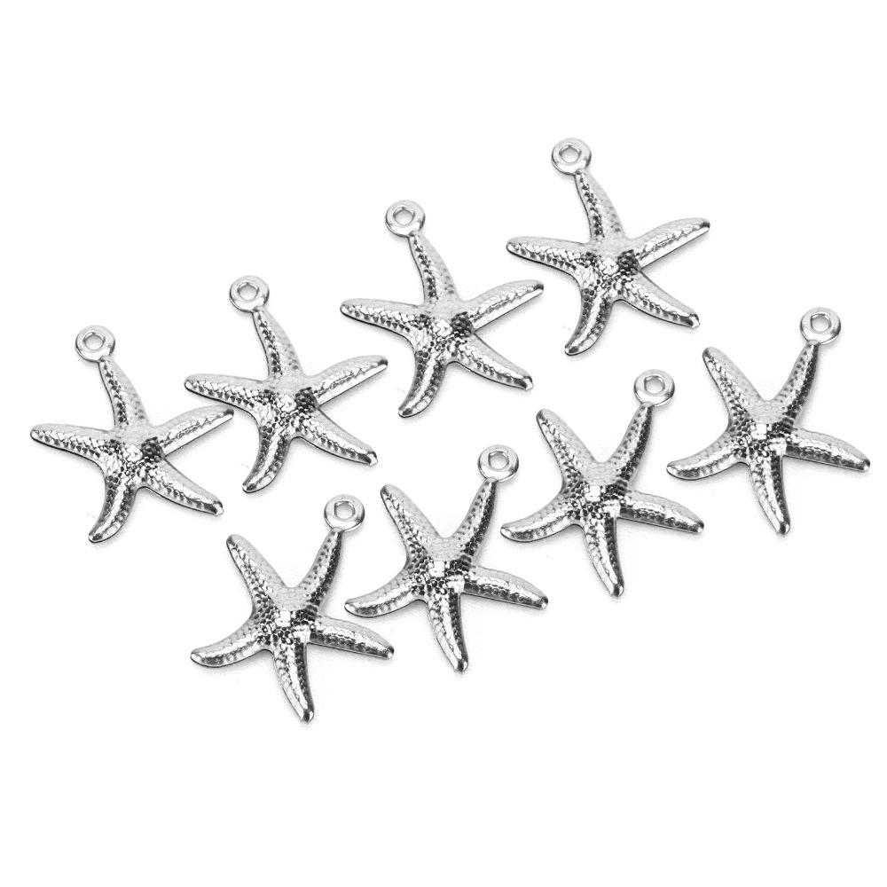 50pcs Small Ocean Jewelry Stainless Steel Ocean Starfish Pendant Pendant Accessories Earring Making