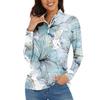 Women's Casual Fashion Retro Floral Print Long Sleeve Zipper Neck Top T-shirt