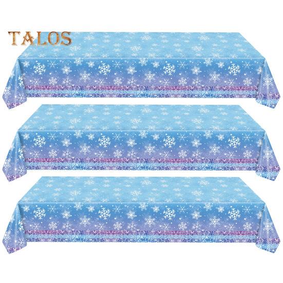 3/6 Pack Christmas Tablecloth Winter Holiday Snowflake Dining Tablecloth Plastic Disposable Table Cover for Christmas Party Decoration